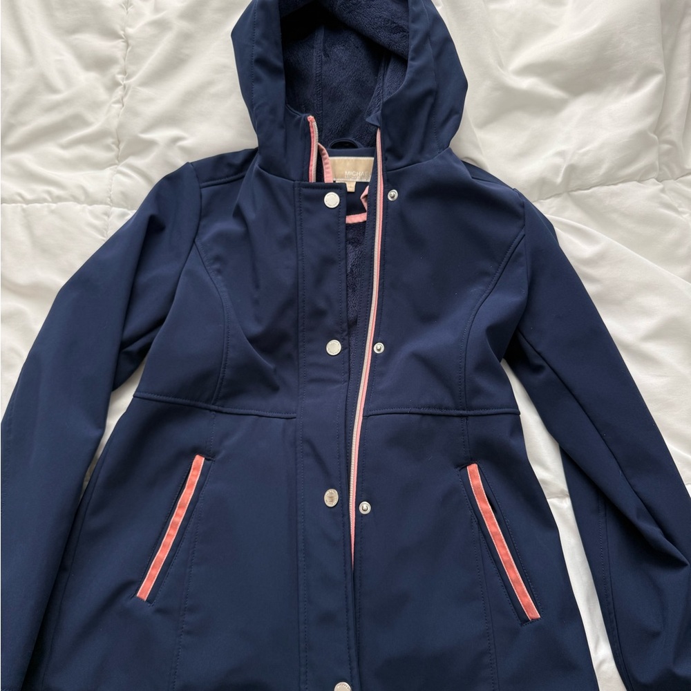 Michael kors kids navy blue hooded jacket